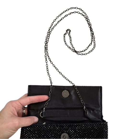 Small black formal clutch black gems with shoulder strap excellent condition - Picture 2 of 7